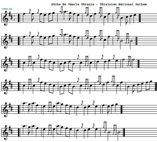 Chtche ne vmerla Ukraïny (hymne national ukrainien)