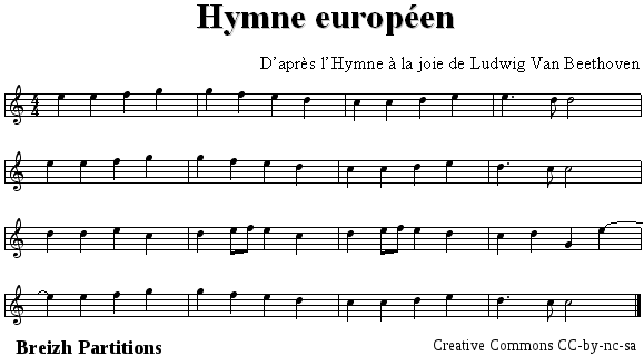 Hymne Europeen Ode A La Joie Partition