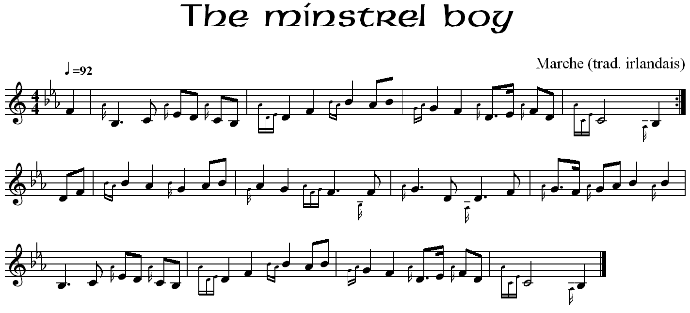 The Minstrel Boy (notation bretonne)